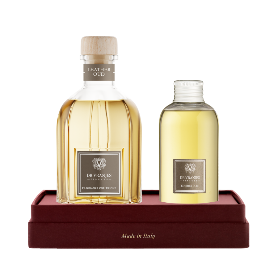 Dovanų rinkinys 250 ml LEATHER OUD namų kvapas su 150 ml papildymu