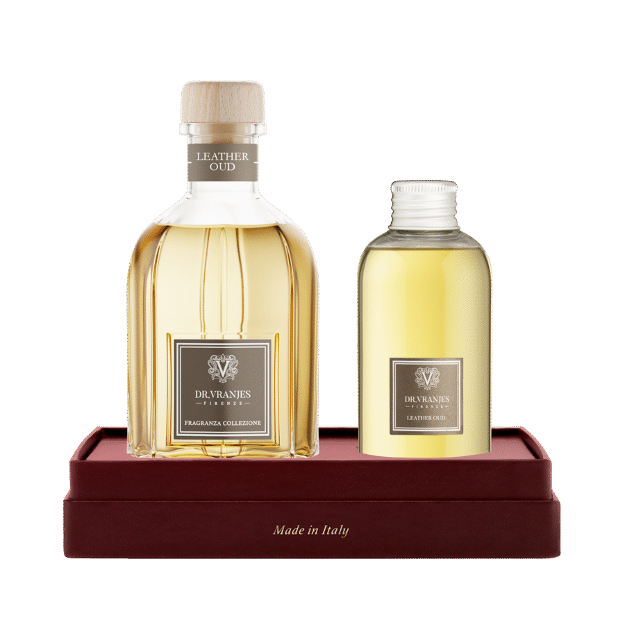Dovanų rinkinys 250 ml LEATHER OUD namų kvapas su 150 ml papildymu